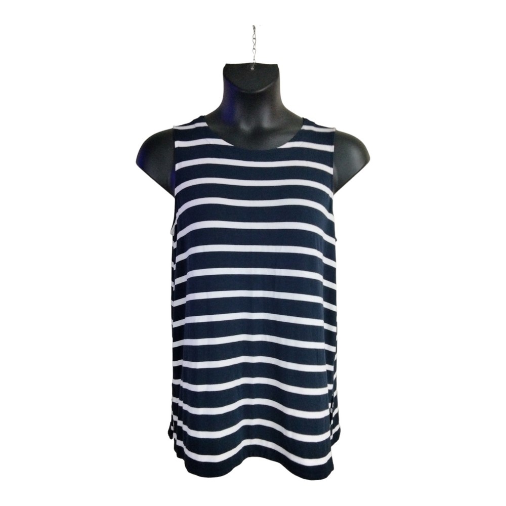 J. Jill Wearever Collection Sleeveless Striped Flowy Stretch Longline Top Large
